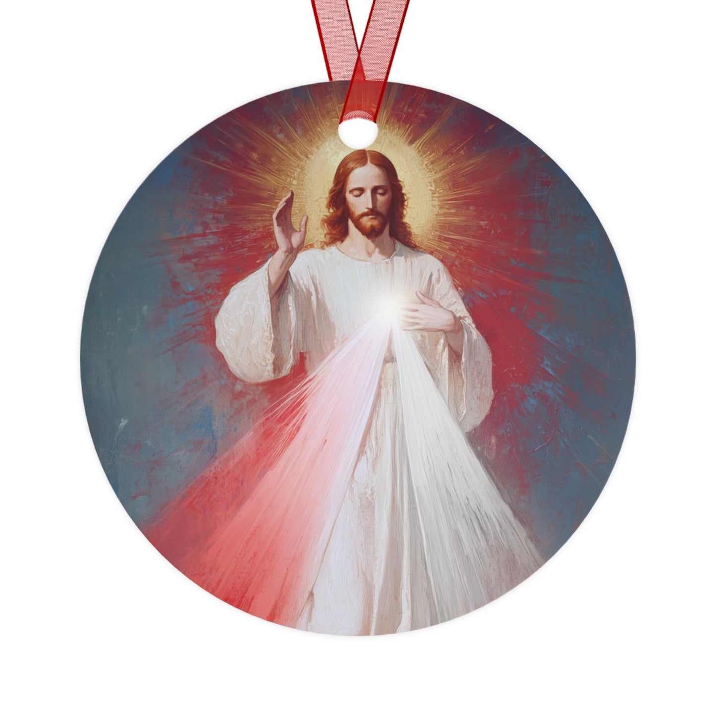 The Divine Mercy - Our Lord Jesus Christ - Metal Ornament - Religious Holiday Christmas Ornament and Keepsake - Prayer
