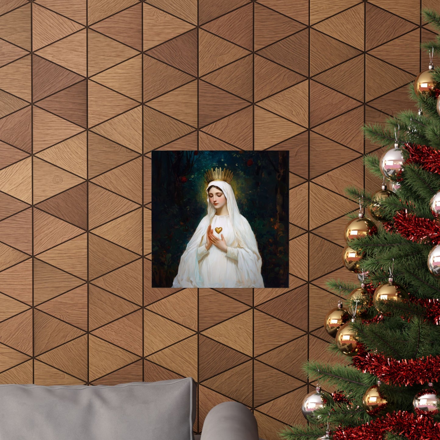 Our Lady of Beauraing - Our Lady of the Golden Heart - Marian Art - Sanctified Souls Print - Multiple Sizes - Premium Vertical Posters