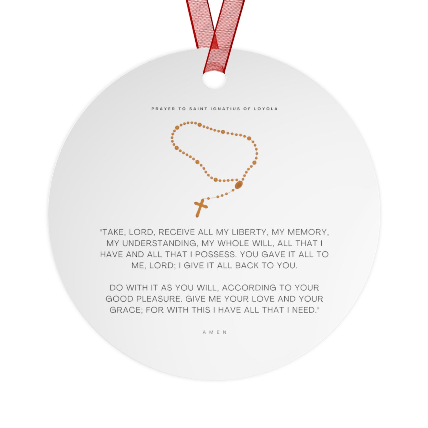 Saint Ignatius of Loyola Metal Ornament - Religious Holiday Christmas Ornament and Keepsake - Double sided - Prayer Ornament