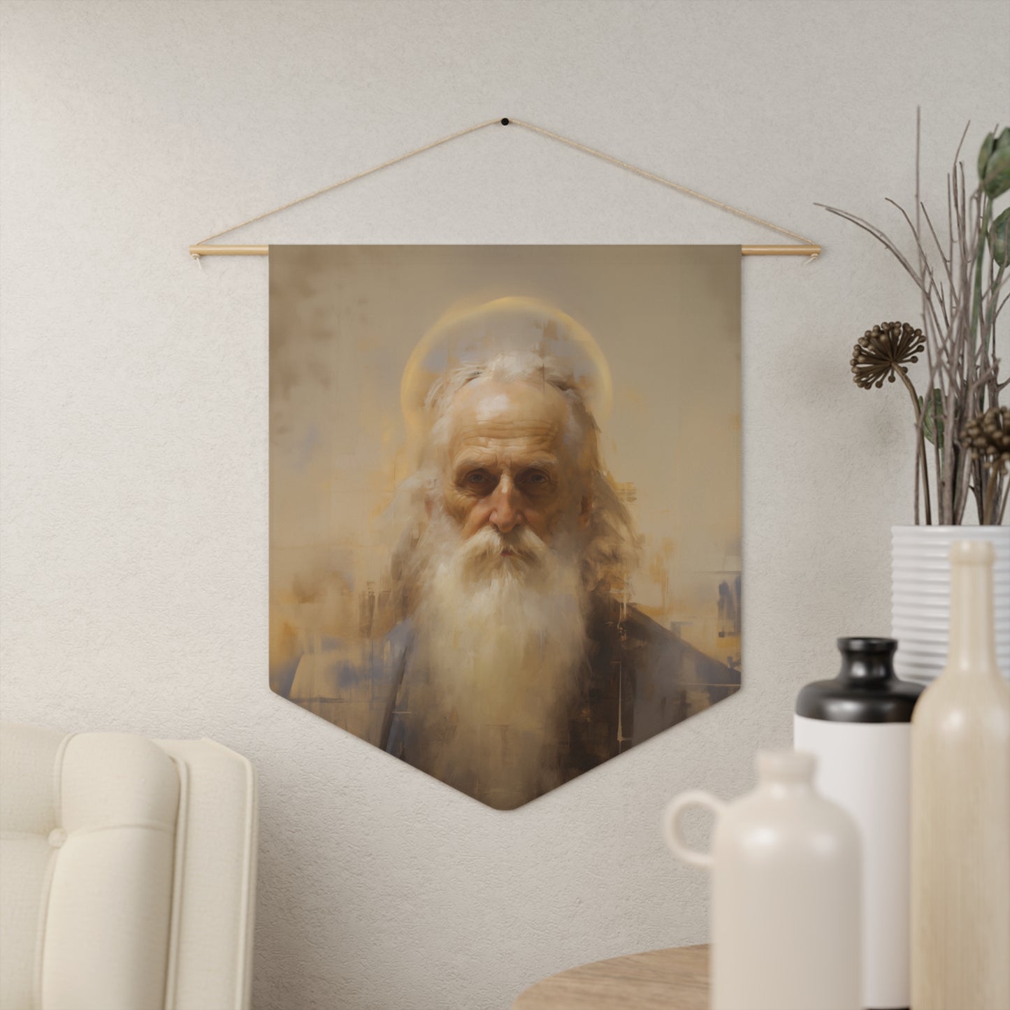 Saint Zachariah Pennant / Banner / Wall Hanging - Prayer room art - 18" x 21" - Catholic prayer Religious - Large Print