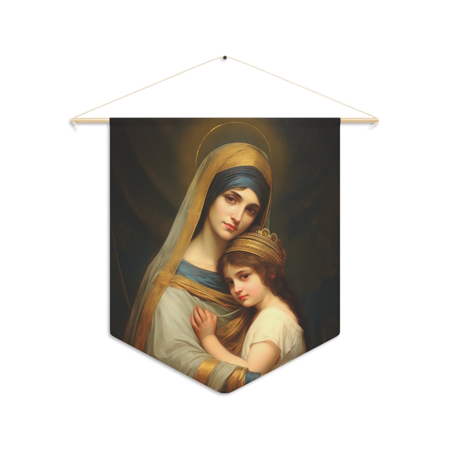 Saint Anne and a young Mary Pennant / Banner / Wall Hanging - Prayer room art - Catholic Home Art - Large Saint Art - 18" x 21"