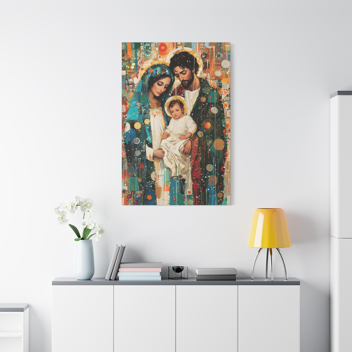 Eternal Light - Mary, Joseph, and the Christ Child - Museum Wrapped Canvas - Sanctified Souls Print - Religious Art - Holy Family Art