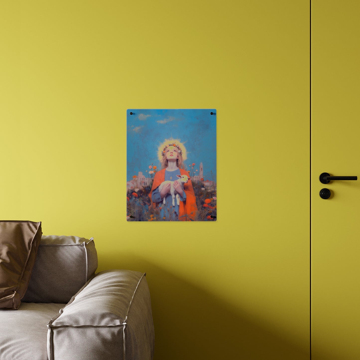 Saint Agnes of Rome Wall Art Panel - Ready to Hang Acrylic Print - Catholic Saint Art - Patron Saint Print - No Frame needed
