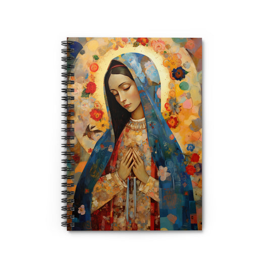 Mary's Silent Blessing Journal - Sanctified Souls Art - Religious Based Notebook - Spiral Notebook - Ruled Line