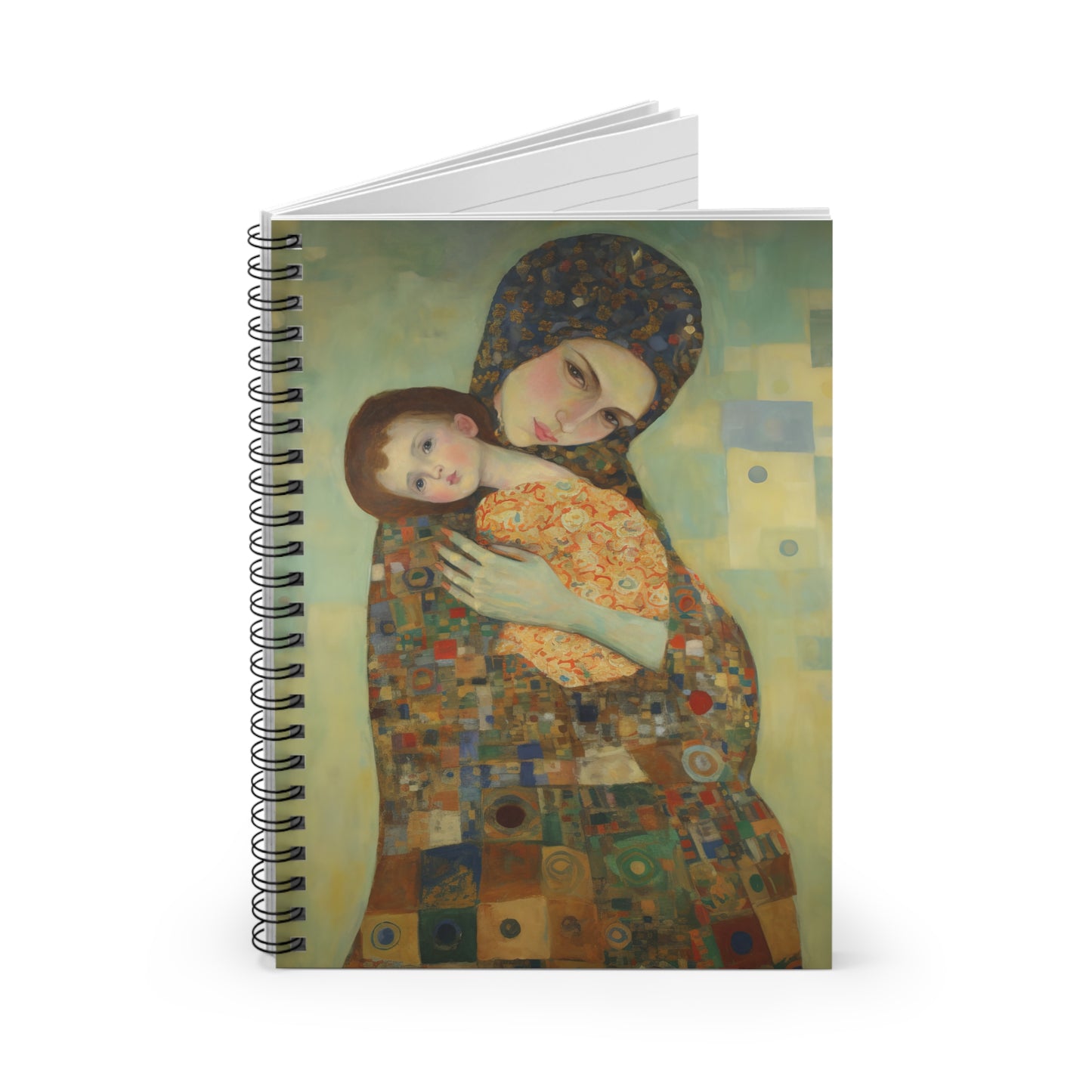 Cherished Blessing - Mary with Her Son - Based on Gustav Klimt's The Kiss - Journal - Religious Based Notebook - Spiral Notebook