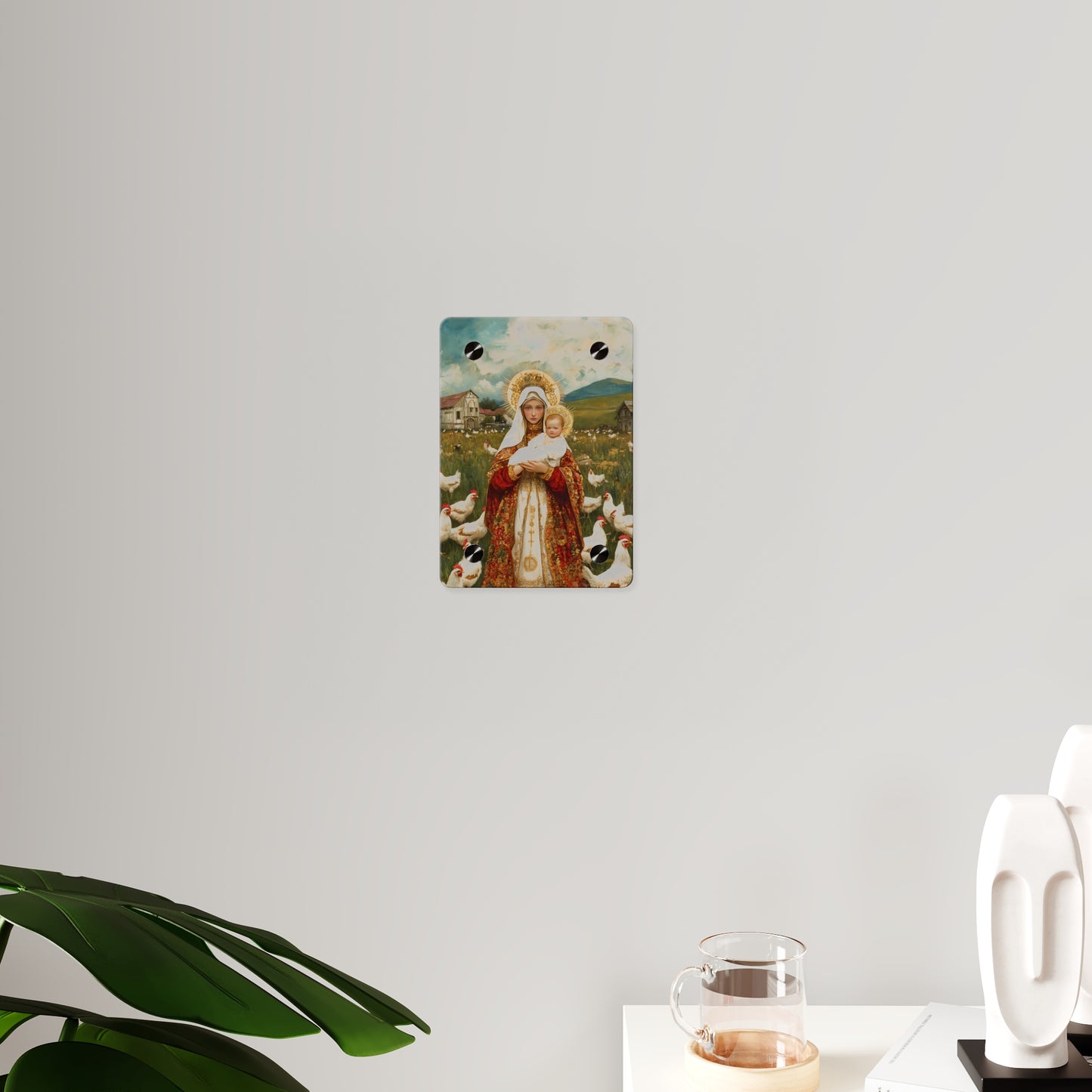 Our Lady of the Hens Acrylic Wall Art Panel - Ready to Hang Acrylic Print - Catholic Saint Art