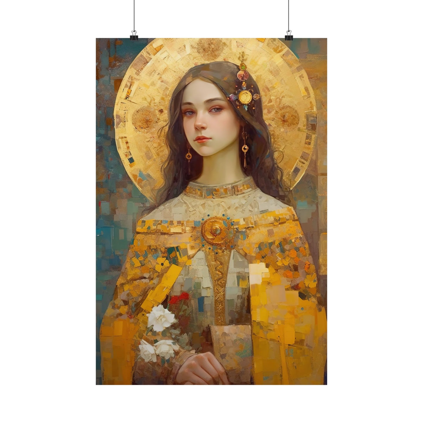 Saint Dymphna - Sanctified Souls Print - Multiple Sizes - Premium Matte Vertical Posters