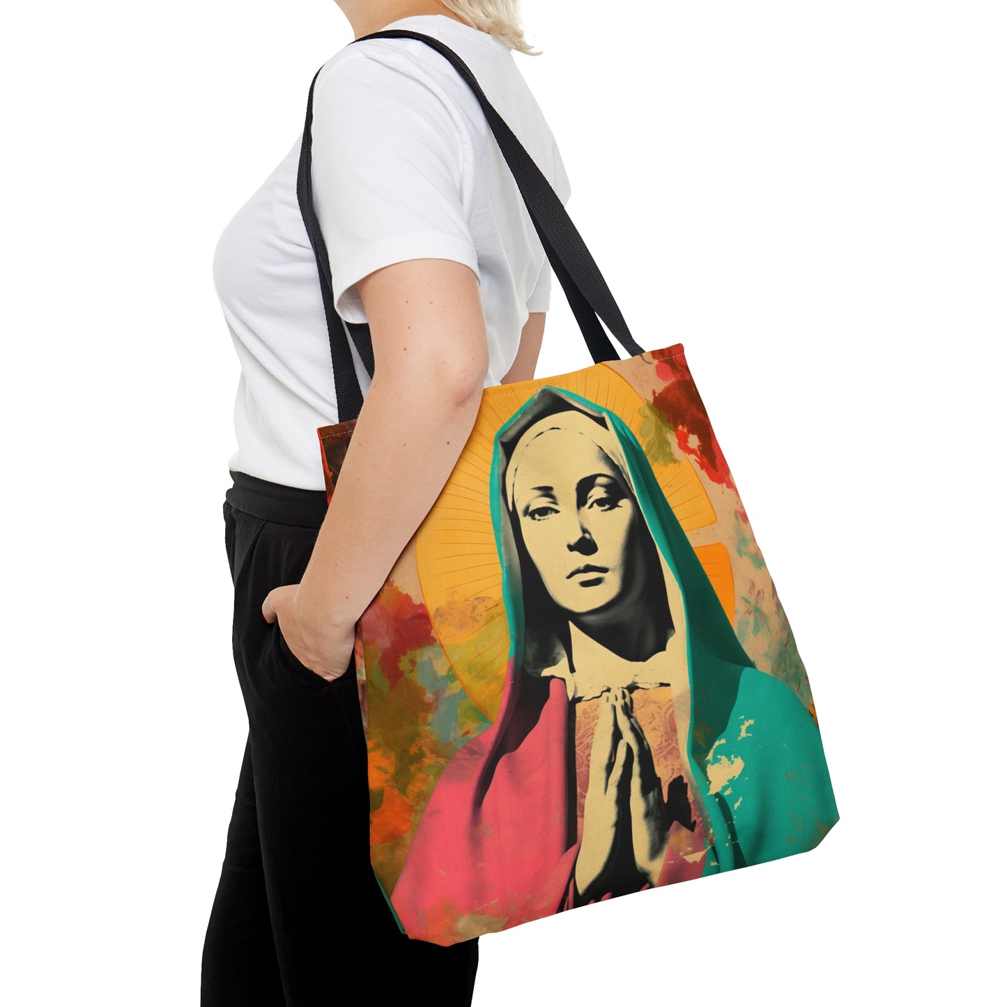 Mary Mother of God Tote Bag - Catholic faith inspired carry-all purse - day to day bag - Mary the Blessed Virgin - Double Sided
