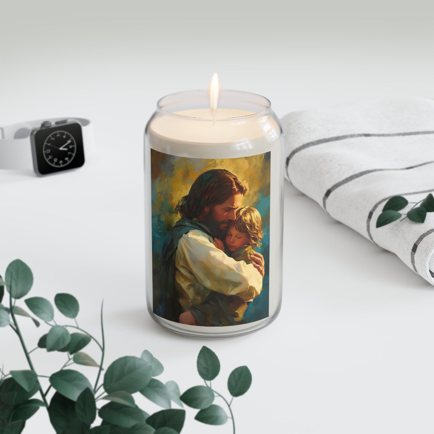 Christ's Compassionate Embrace  - Scented Prayer Candle, 13.75oz -  Candle - Catholic Art - prayer room Scented Candle