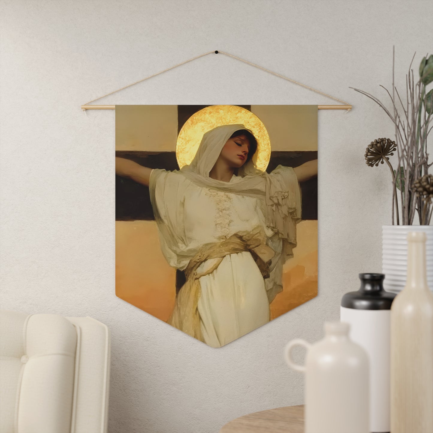 Saint Julia of Carthage Pennant / Banner / Wall Hanging - Prayer room art - 18" x 21" - Catholic prayer Religious Christian Gift