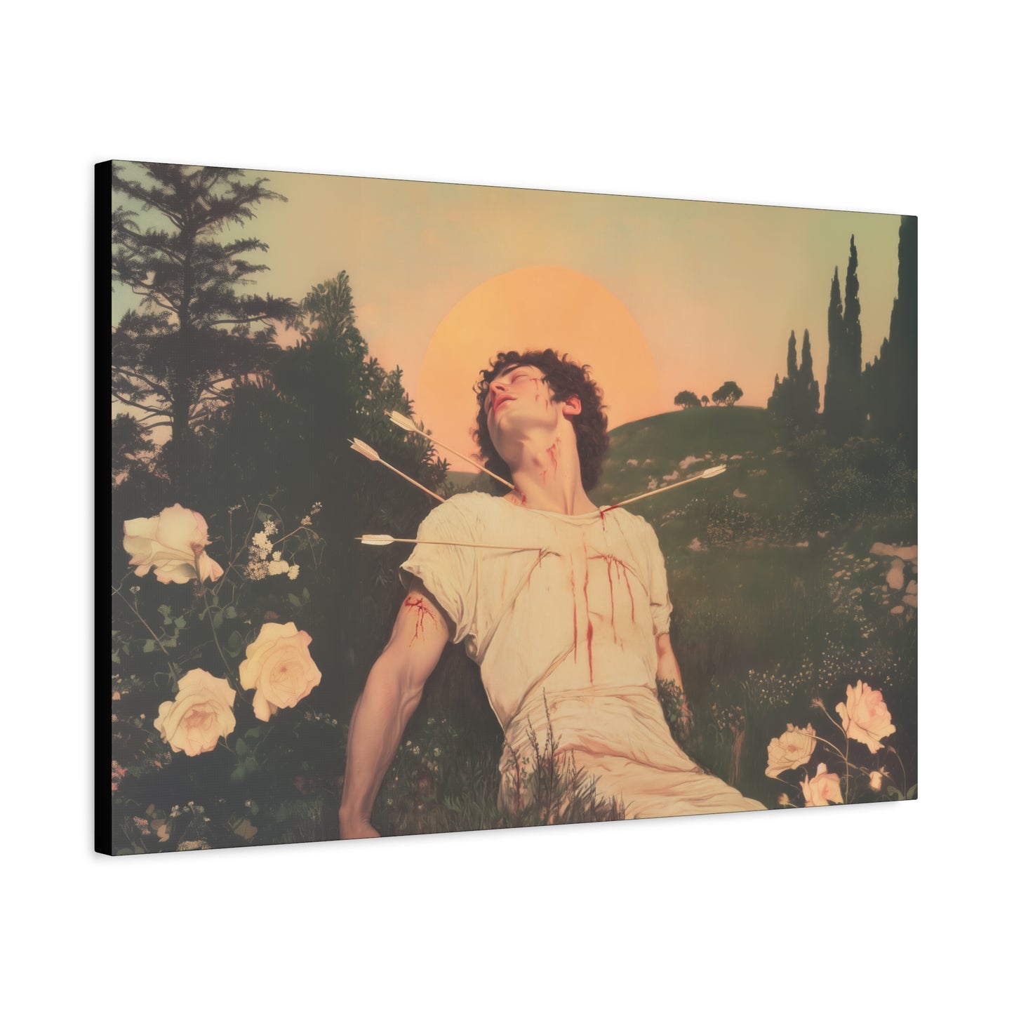 Saint Sebastian -  Museum Wrapped Canvas - Sanctified Souls Print - Religious Art for your Home - Catholic Patron Saint Art