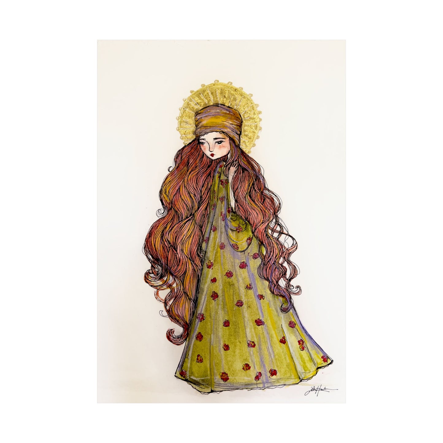 Saint Mary Magdalene Catholic Art Print | Hand-Drawn Watercolor Sacred Artwork | Christian Devotional Wall Art
