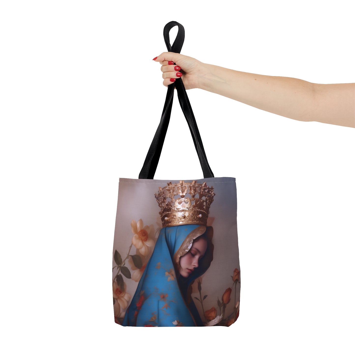 Our Lady of the Roses - Tote Bag - Large Medium Small Faith Art Bag - Catholic Faith Purse - Mother Mary