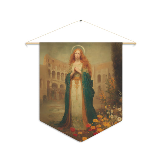 Saint Justina Pennant / Banner / Wall Hanging - Prayer room art - 18" x 21" - Catholic - Large Banner - Catholic Home