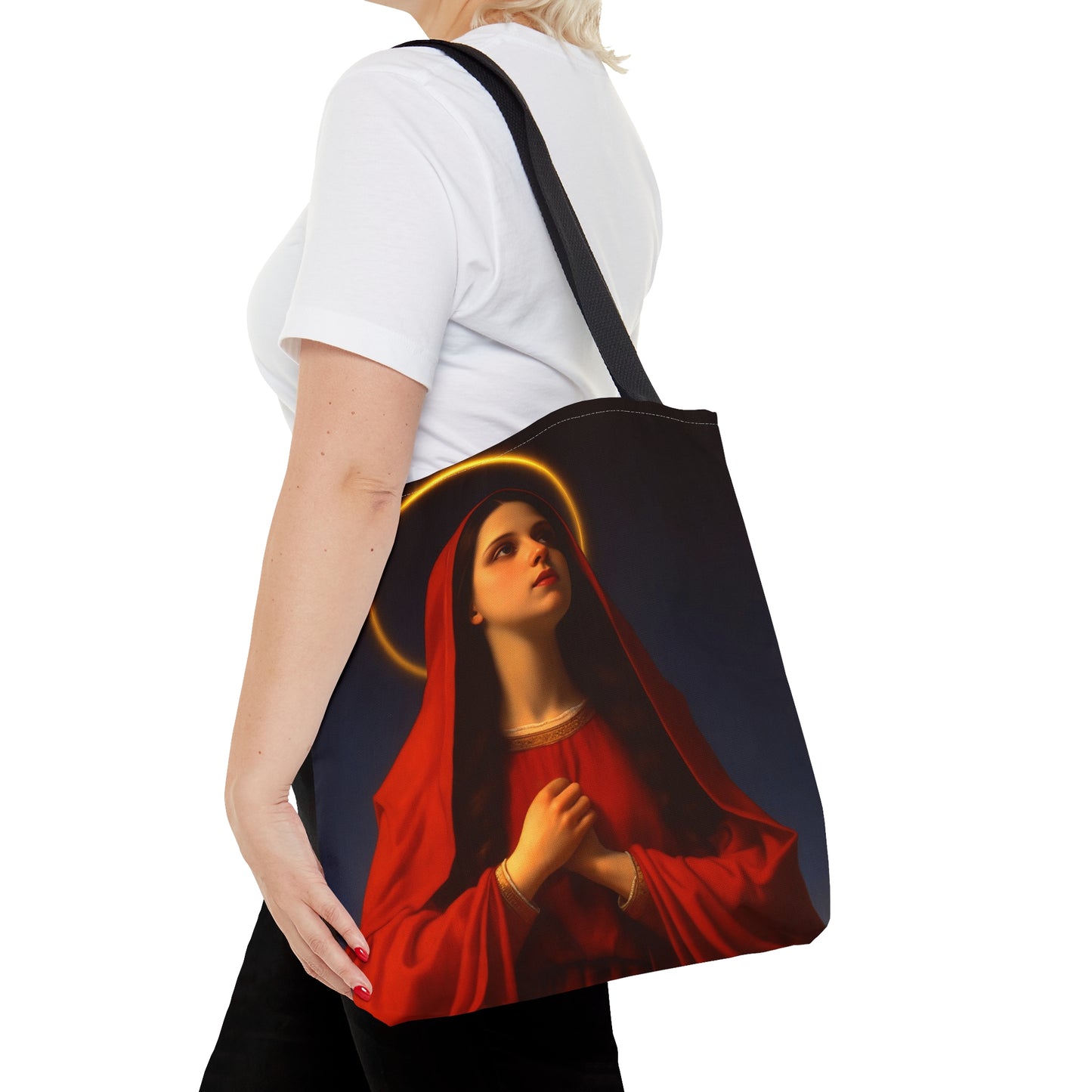 Mary the Blessed Virgin Tote Bag - Catholic faith inspired carry-all purse - day to day bag - Mary the Blessed Virgin - Double Sided