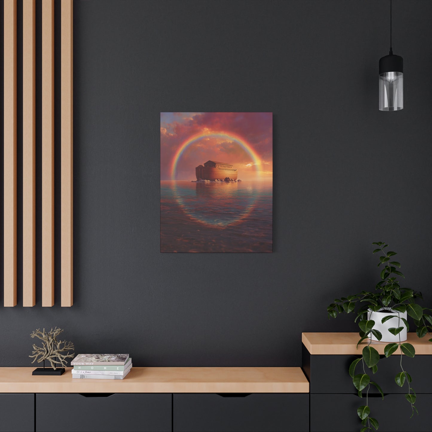 Sheltered Beneath the Covenant Sky - Noah's Ark - Gallery Wrapped Canvas - Print - Religious Art for your Home - Catholic