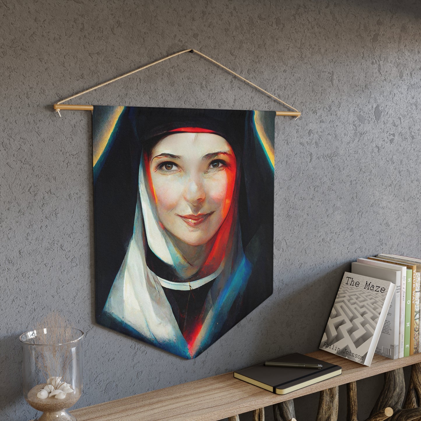 Saint Maria Faustina Kowalska Wall Banner / Wall Hanging - Nursery room print - Religious Large Art Print - 18" x 21"