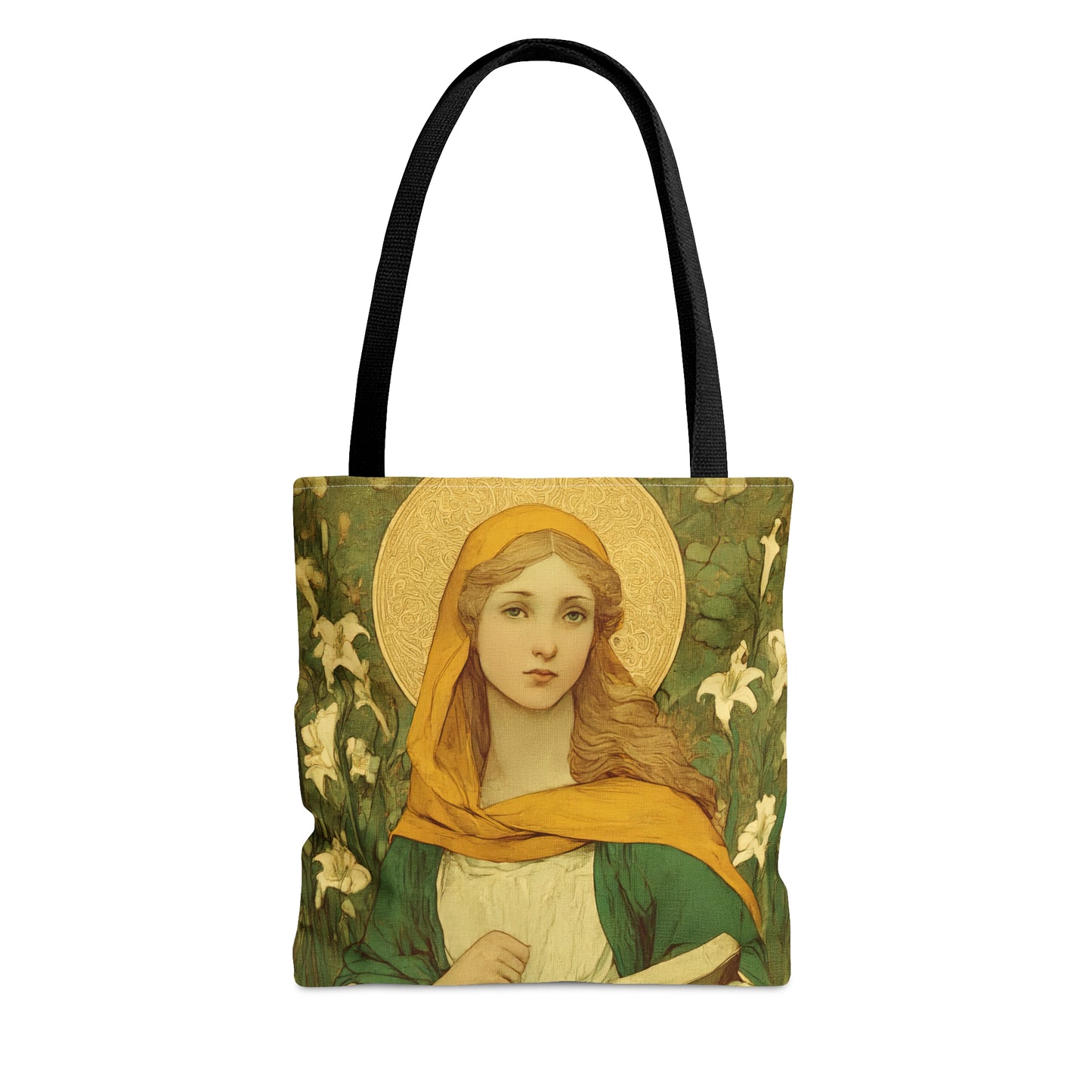 Saint Dymphna Tote Bag - Large Medium Small Faith Art Bag - Catholic Faith Purse - Double Sided