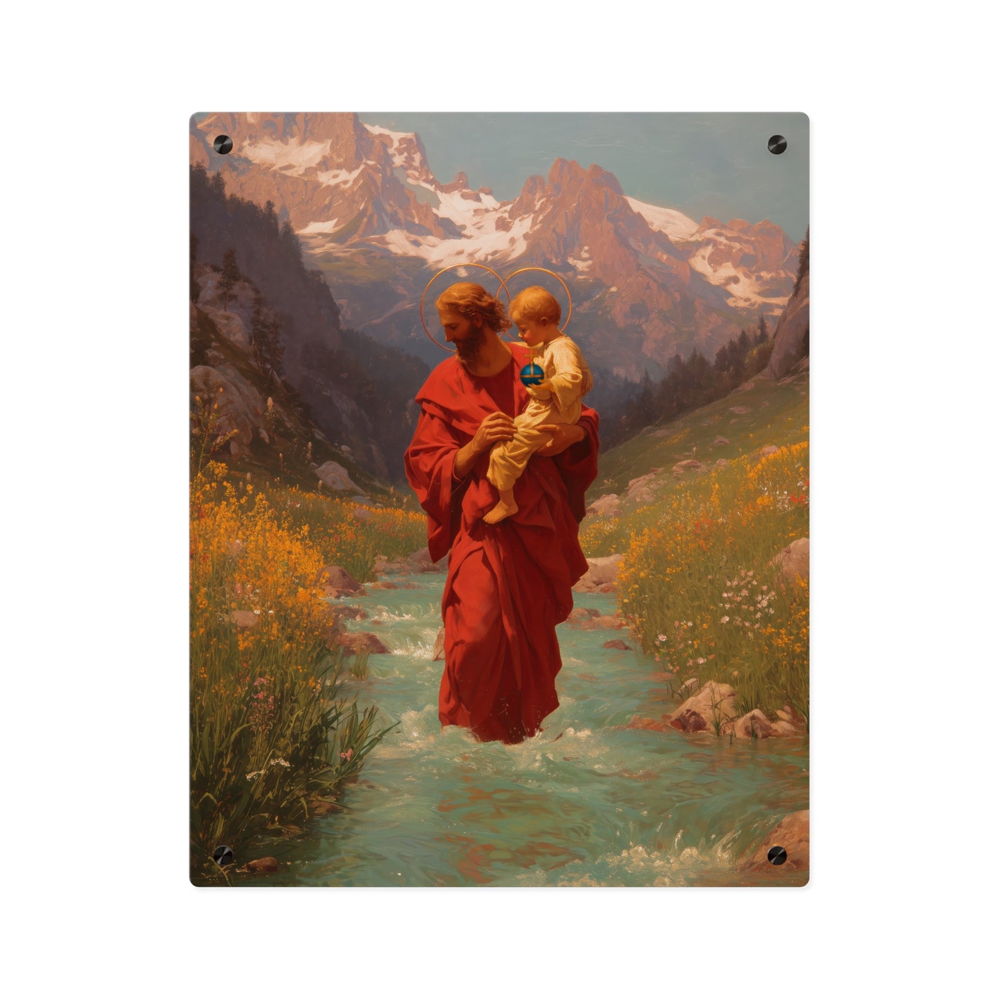 Saint Christopher Wall Art Panel - Ready to Hang Acrylic Print - Catholic Saint Art - Patron Saint Print - No Frame needed