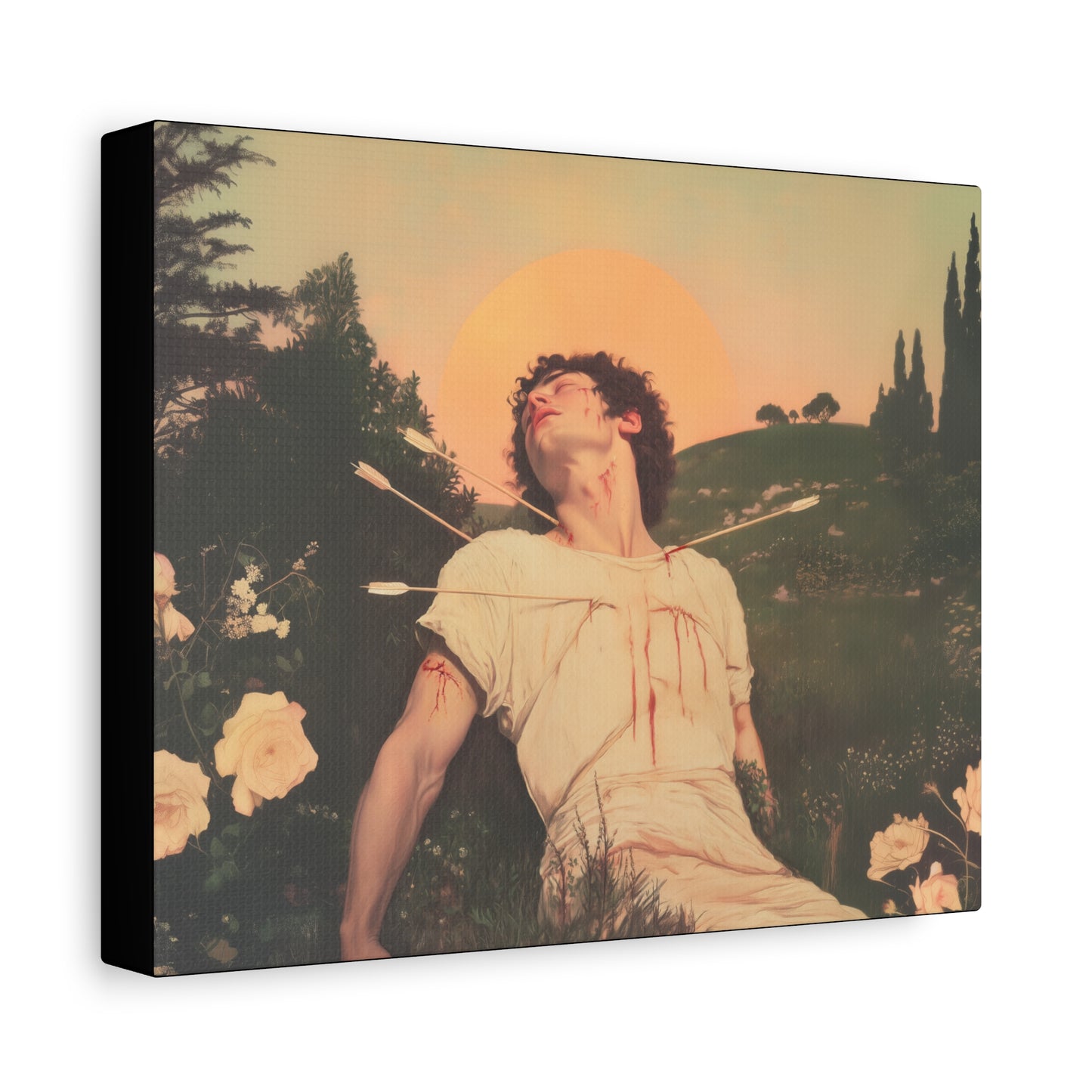 Saint Sebastian -  Museum Wrapped Canvas - Sanctified Souls Print - Religious Art for your Home - Catholic Patron Saint Art