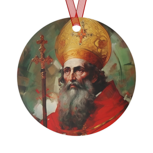 Saint Eusebius of Vercelli Metal Ornament - Religious Holiday Christmas Ornament and Keepsake - Double sided - Prayer Ornament