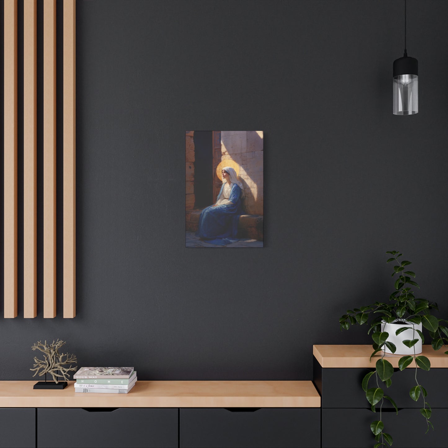 The Quiet Fiat That Split the Darkness, Mary's Yes - Gallery Wrapped Canvas - Print - Religious Art for your Home - Catholic Art