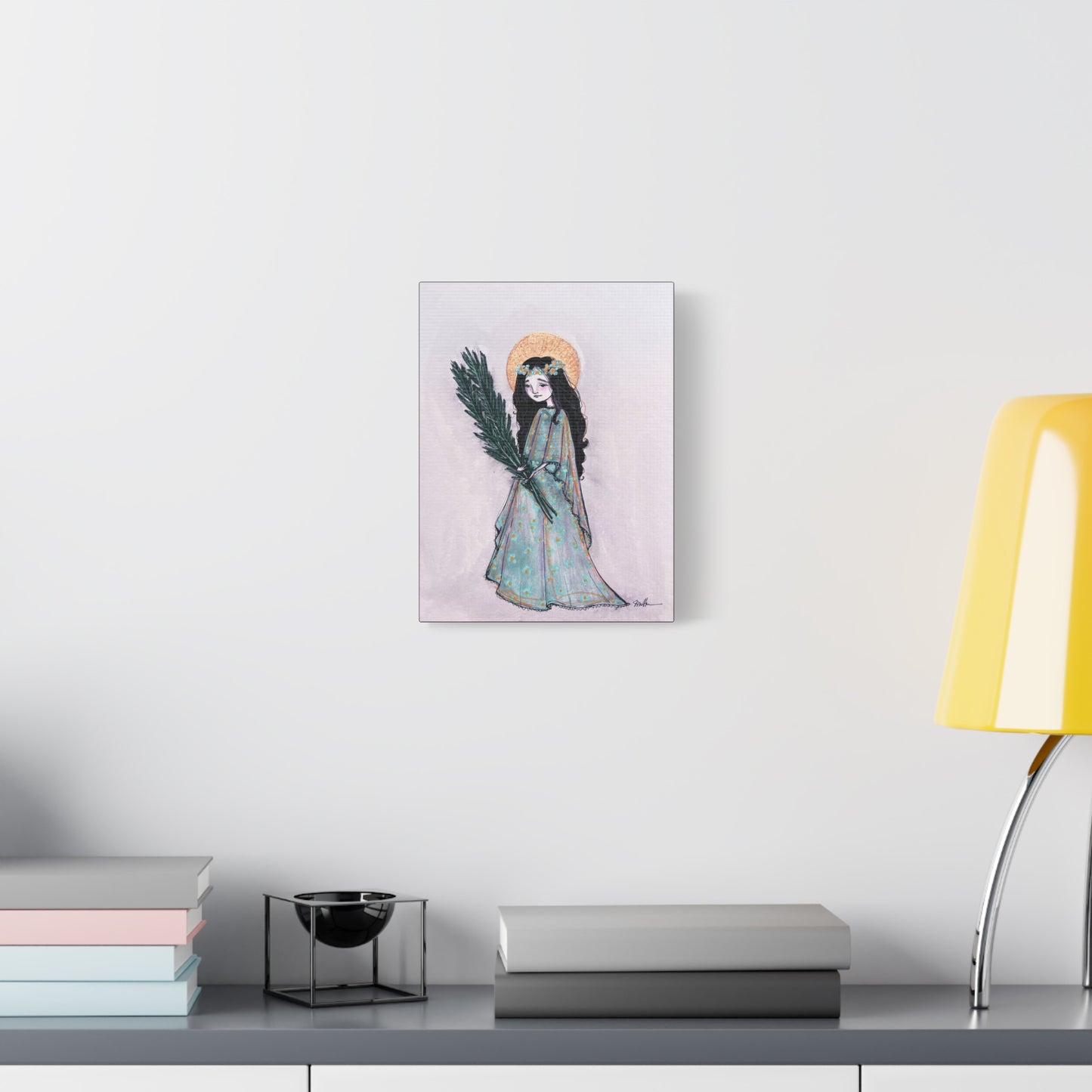 Saint Faith Canvas Print - Hand-Drawn Art - Catholic Print | Faith Hope and Charity Sacred Art | Sanctified Solocosmo Religious Artwork