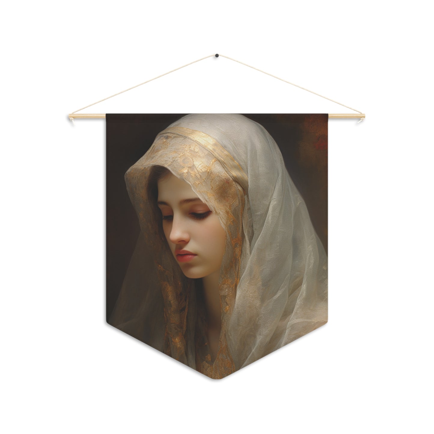 Mary the Blessed Virgina Wall Banner / Wall Hanging - Mother Mary Art - Nursery Room Print for your home - 18" x 21"