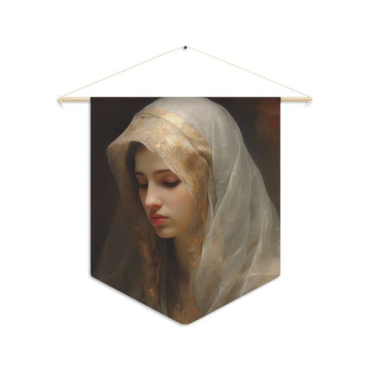 Mary the Blessed Virgina Wall Banner / Wall Hanging - Mother Mary Art - Nursery Room Print for your home - 18" x 21"