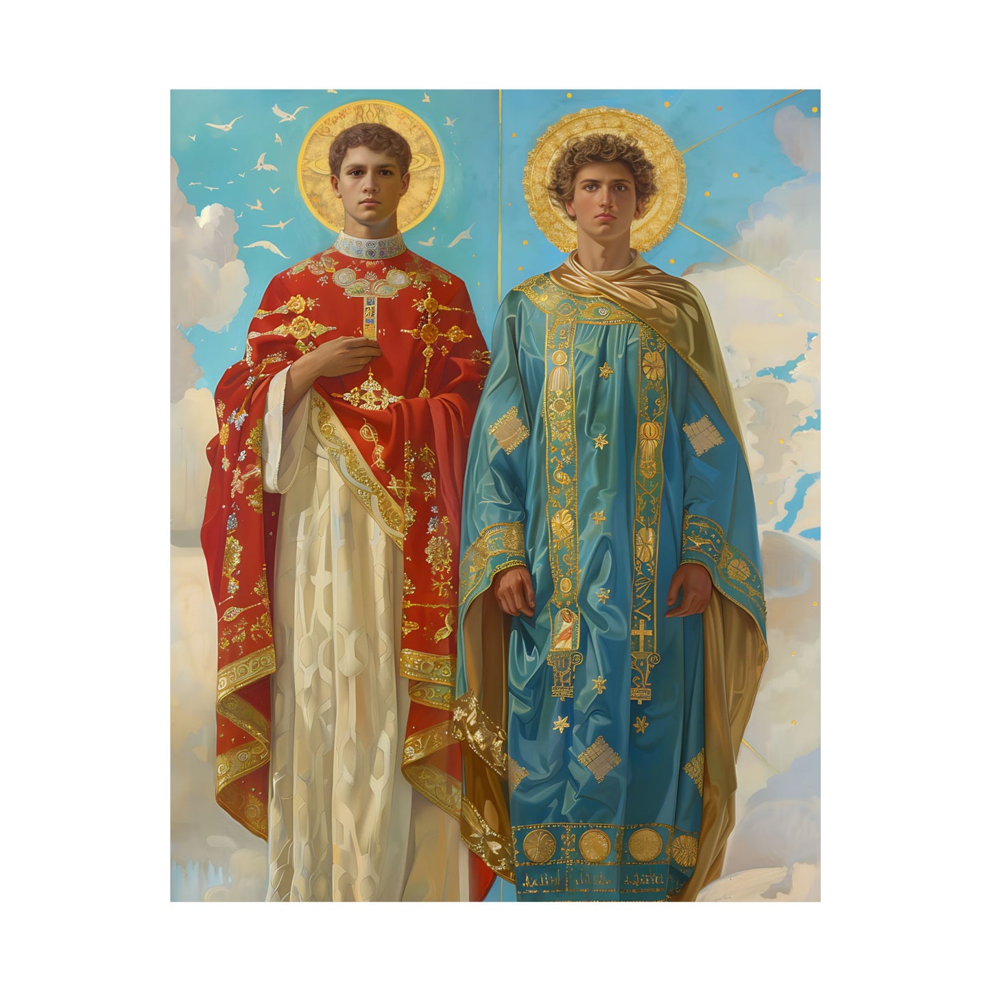 Saints Faustinus and Jovita - Sanctified Souls Print - Multiple Sizes - Premium Matte Vertical Posters - Catholic Art for the home
