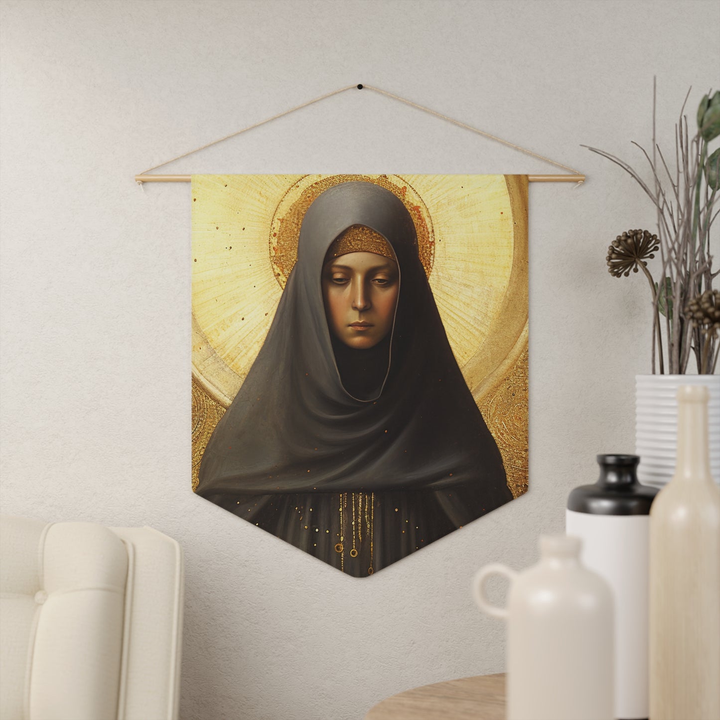 Saint Monica of Hippo Wall Banner / Wall Hanging - Prayer room art - Catholic Home Art - Large Print - 18" x 21"