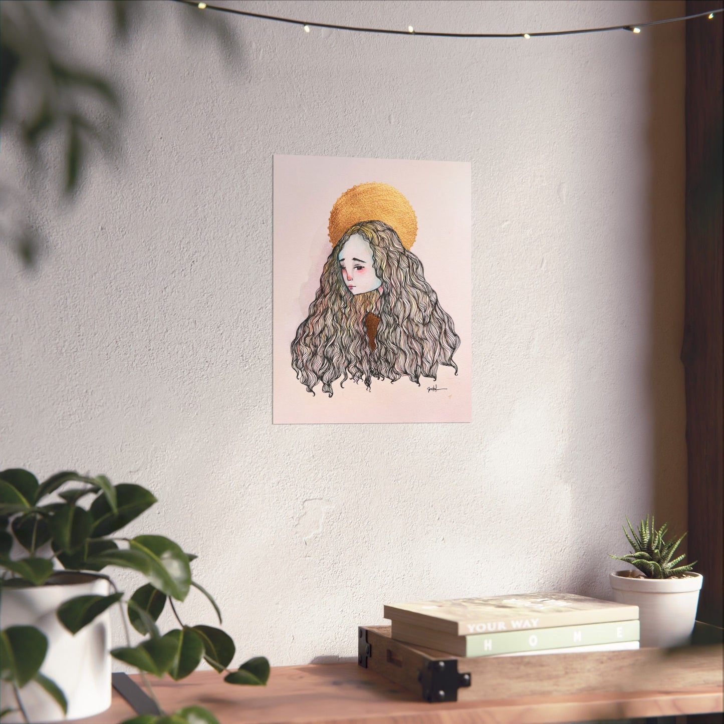 Saint Philomena Poster Print - Hand-Drawn Catholic Art Print | Christian Devotional Wall Art | Sanctified Solocosmo Religious Poster