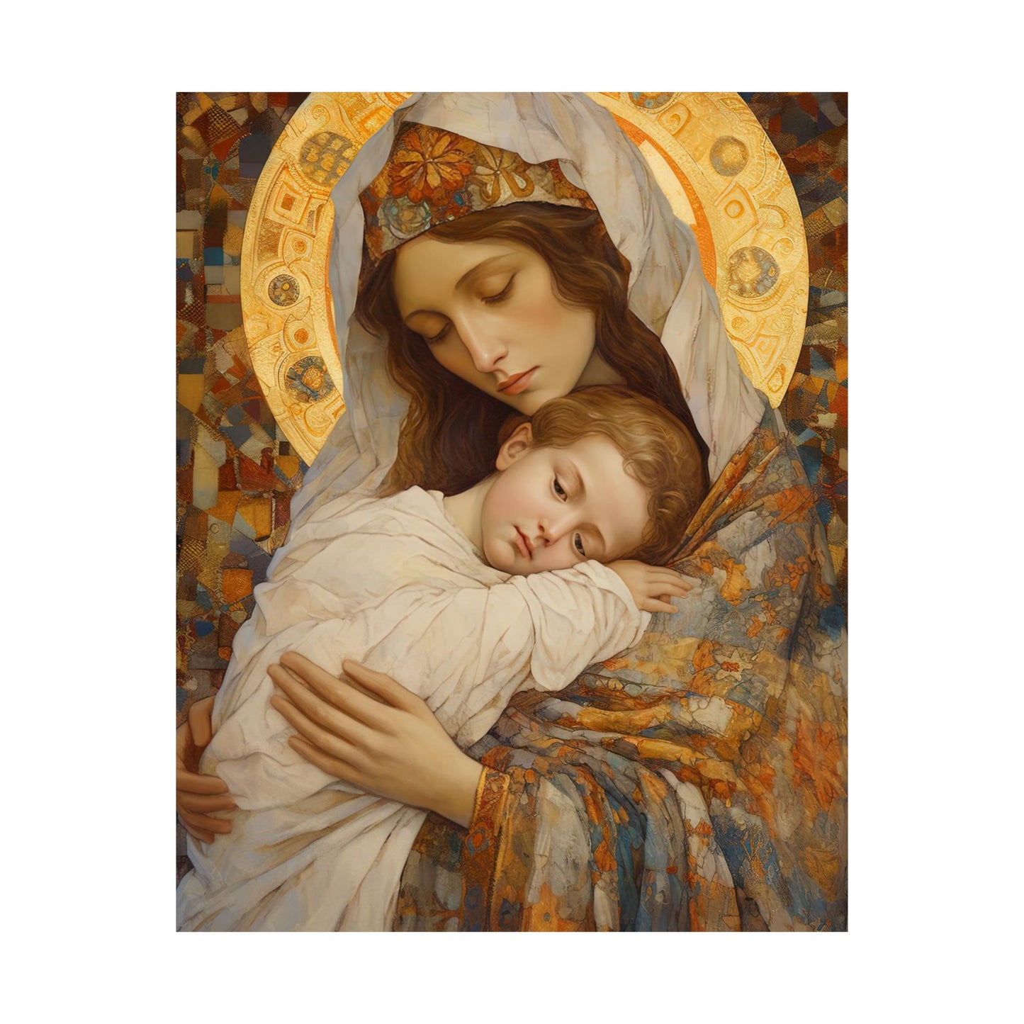Cradle of Grace - Madonna and the Christ Child - Print - Sanctified Souls Print - Multiple Sizes - Premium Matte Vertical Posters