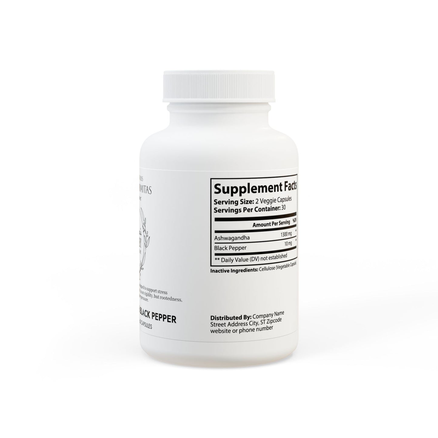 Saint Agnes's Rule & Remedy - Stability · Firmitas - Steady Nerves - Ashwagandha and Black Pepper Supplement (60 capsules)