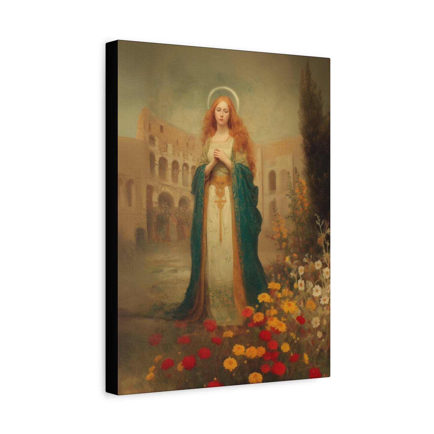 Saint Justina - Multiple Sizes - Catholic Home art - Museum Wrapped Canvas - Sanctified Souls Print - Catholic Martyr Art
