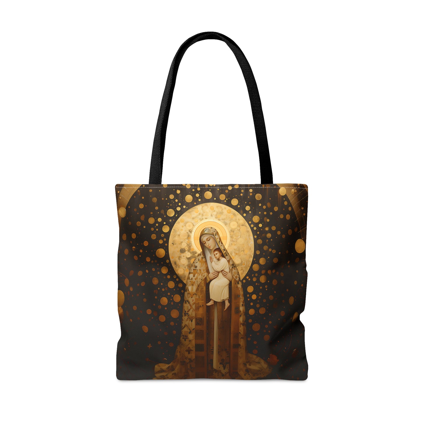 The Golden Mary - Virgin Mary Mary Mother of God Tote Bag - Catholic faith inspired carry-all purse - day to day bag - Double Sided