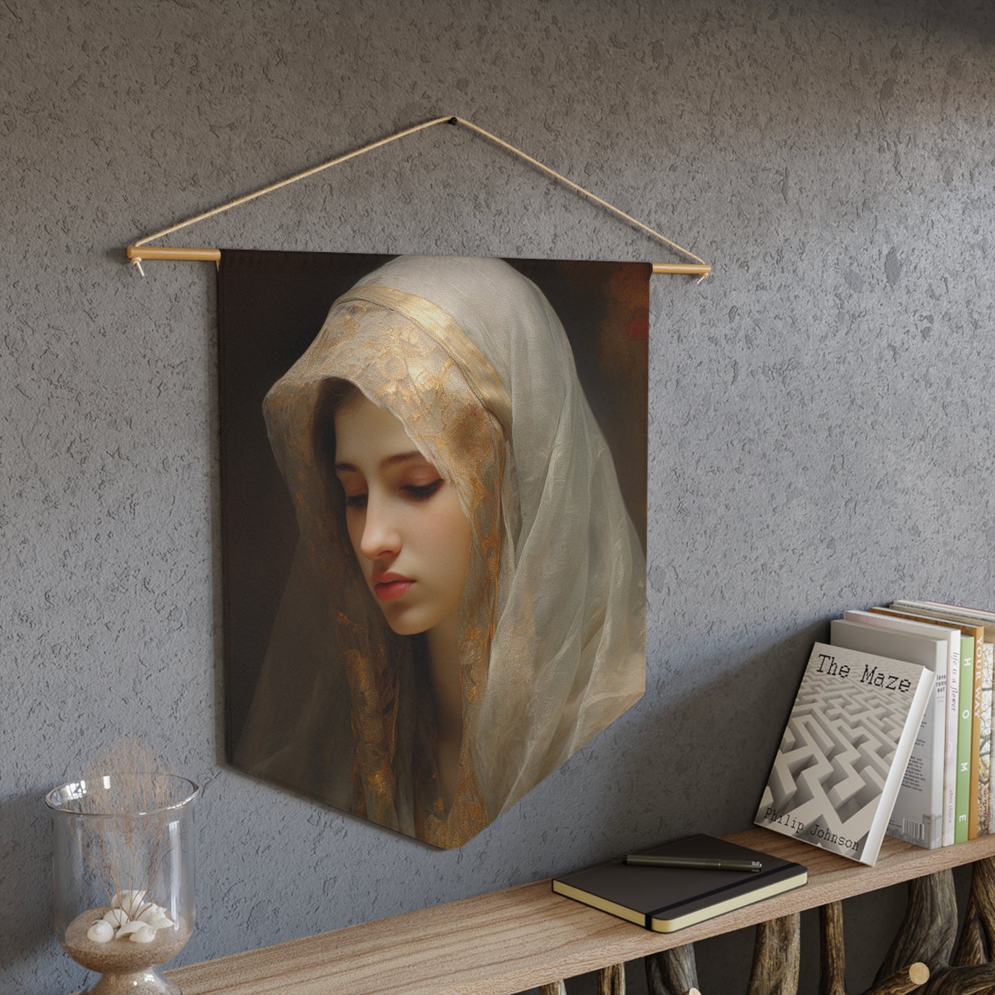 Mary the Blessed Virgina Wall Banner / Wall Hanging - Mother Mary Art - Nursery Room Print for your home - 18" x 21"