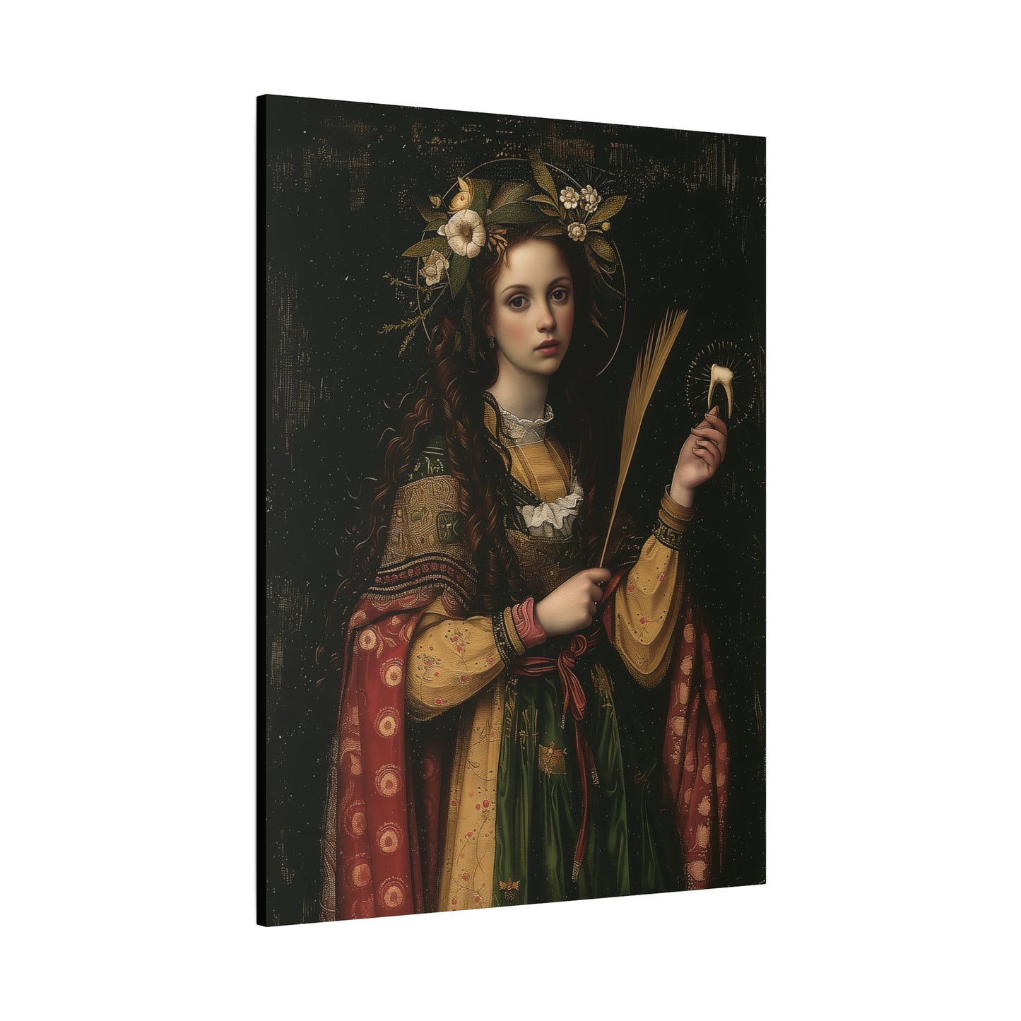 Saint Apollonia - Museum Wrapped Canvas - Print - Religious Art for your Home - Catholic art print - prayer room art