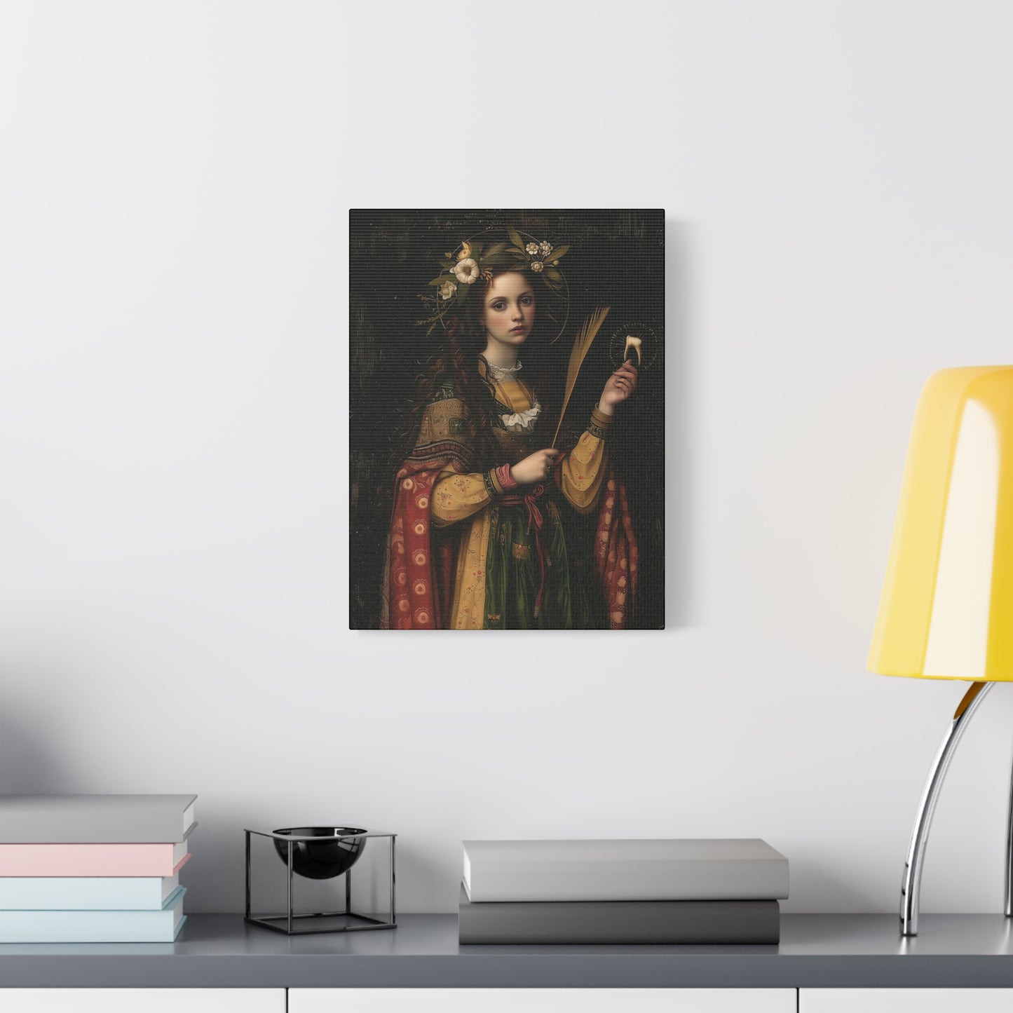 Saint Apollonia - Museum Wrapped Canvas - Print - Religious Art for your Home - Catholic art print - prayer room art