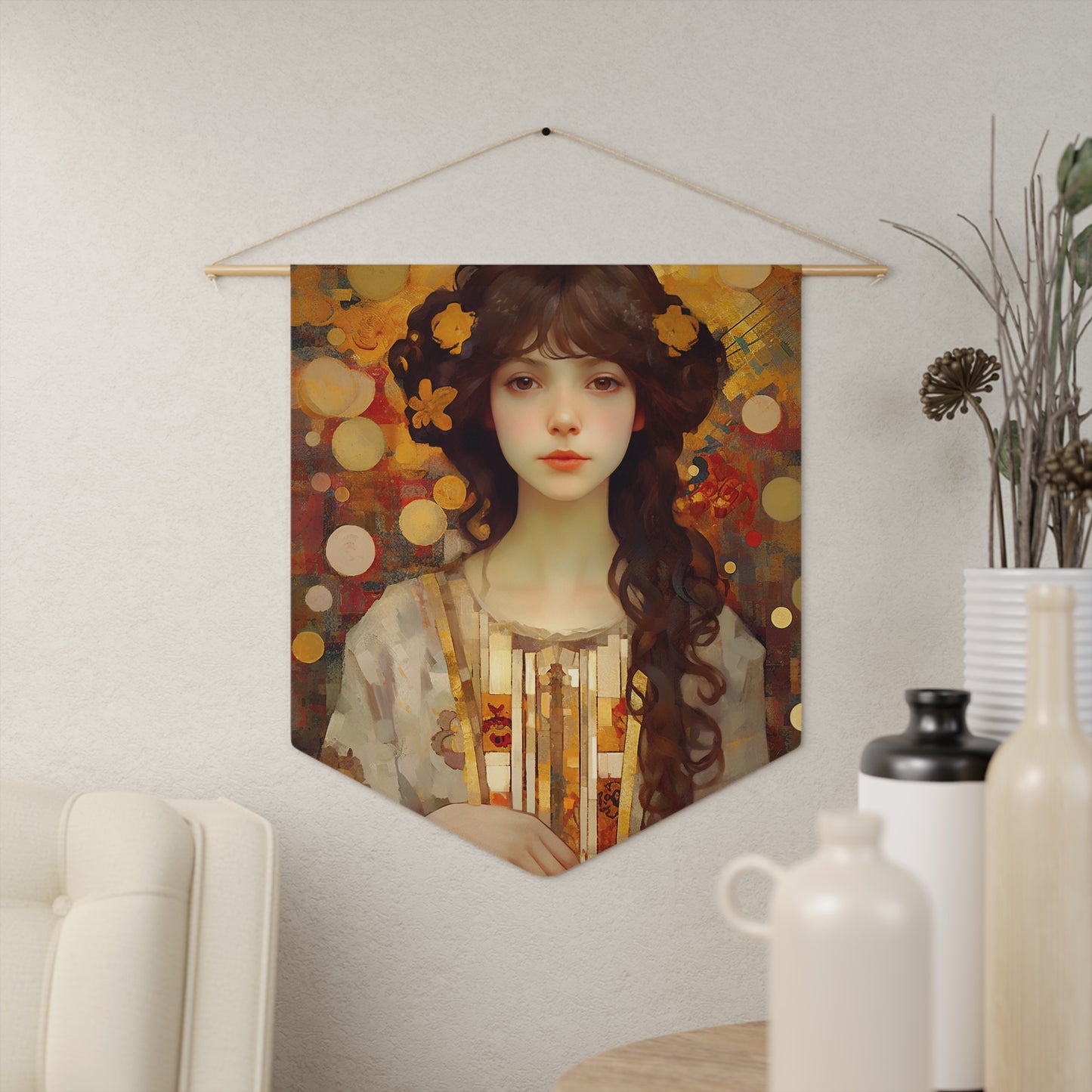 Saint Cecilia Wall Banner / Wall Hanging - Prayer room art - Catholic Home Art - Large Print - 18" x 21"