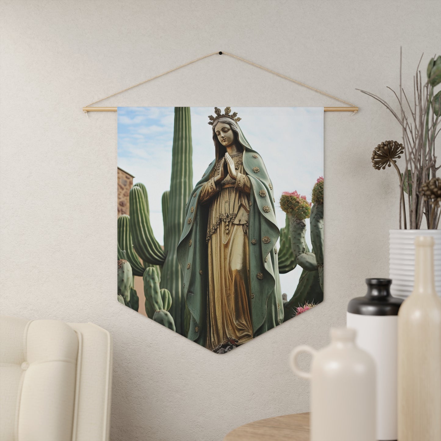 Our Lady of Guadalupe Wall Banner / Wall Hanging - Unique Religious Art for your home - Prayer room - Catholic Home Art - 18" x 21"