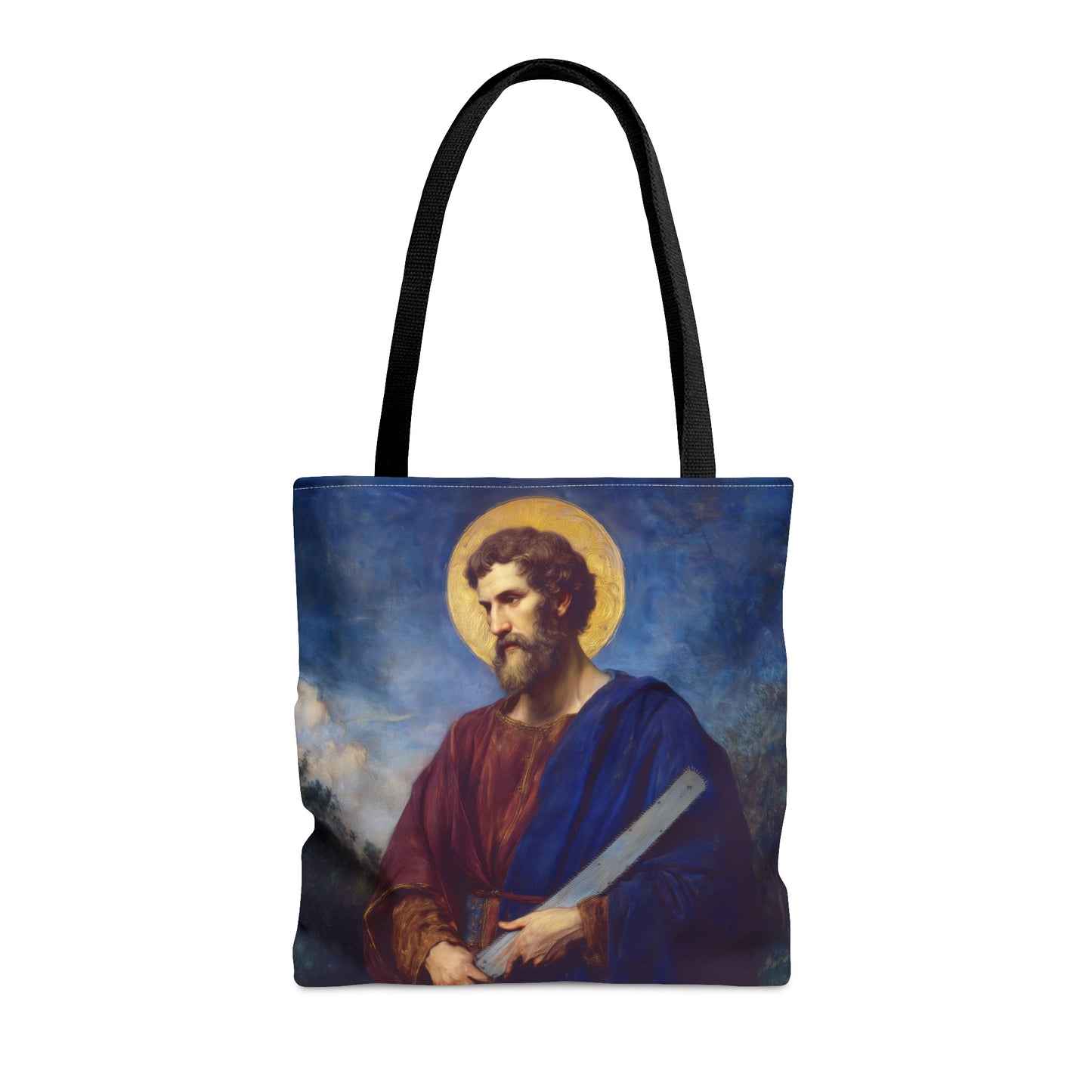 Saint Simon the Apostle / Simon the Zealot Tote Bag - Large Medium Small Faith Art Bag - Catholic Faith Purse - Double Sided