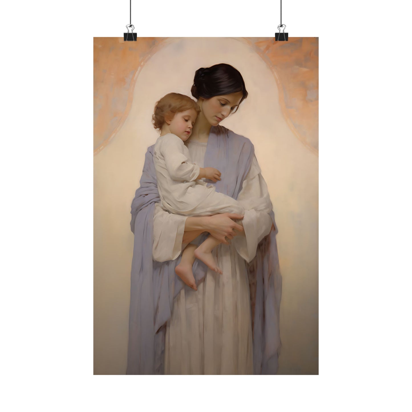 Celestial Bond Print - Sanctified Souls Print - Multiple Sizes - Premium Matte Poster - Mother's - Nursery Art - Mother and Baby