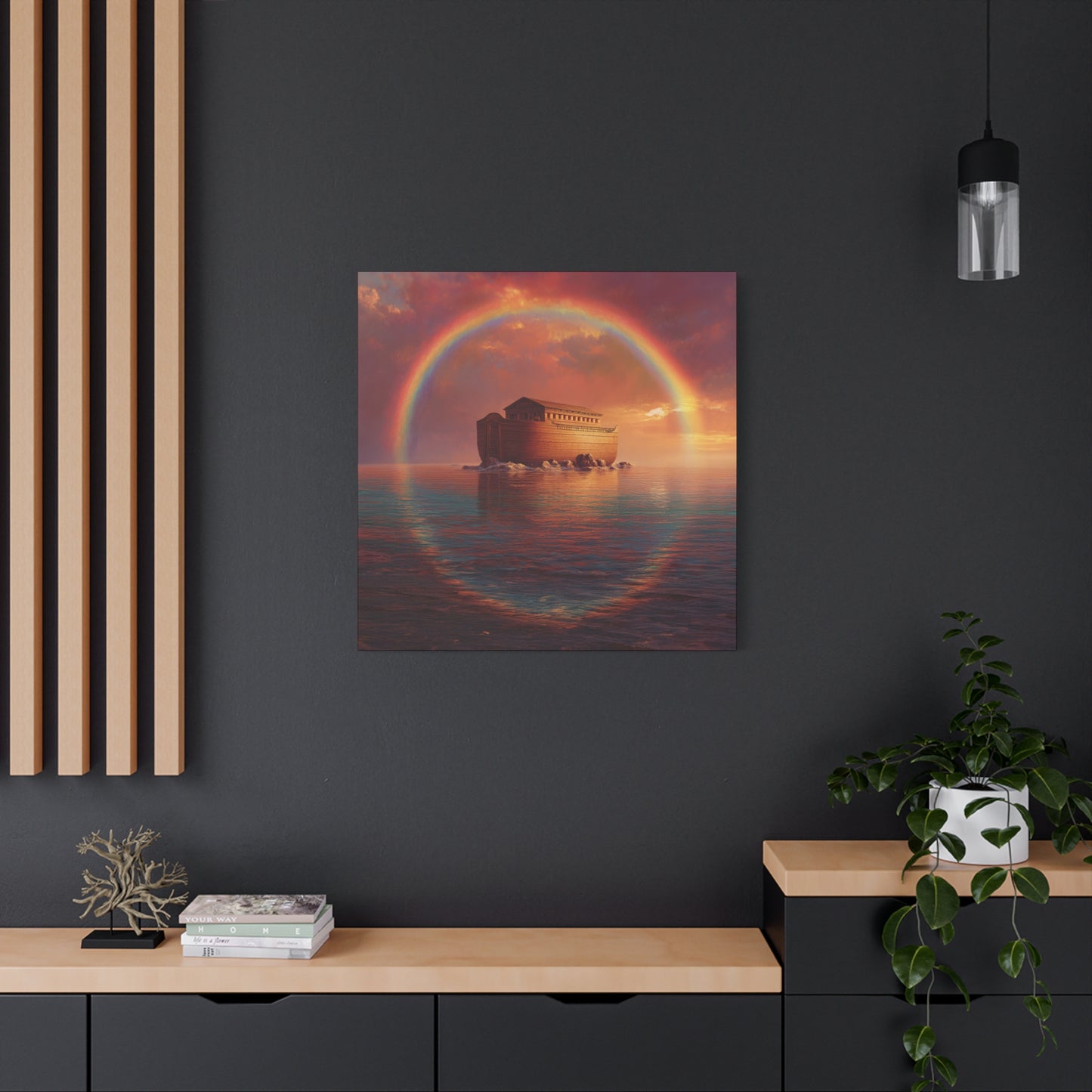 Sheltered Beneath the Covenant Sky - Noah's Ark - Gallery Wrapped Canvas - Print - Religious Art for your Home - Catholic