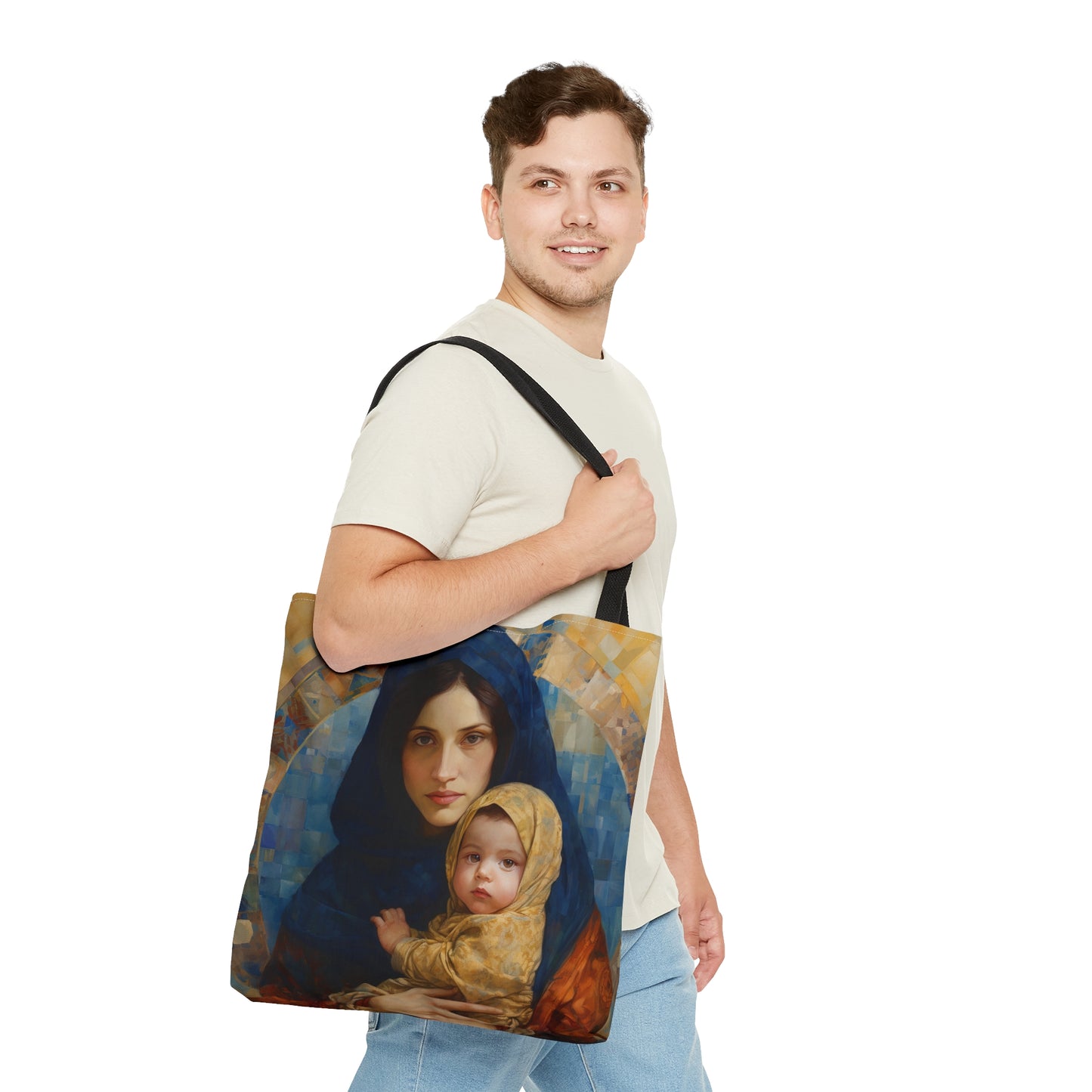 Maternal Seraph - Virgin Mary and Infant Jesus Tote Bag - Large Medium Small Faith Art Bag - Re usable Tote Purse - Catholic Art Bag