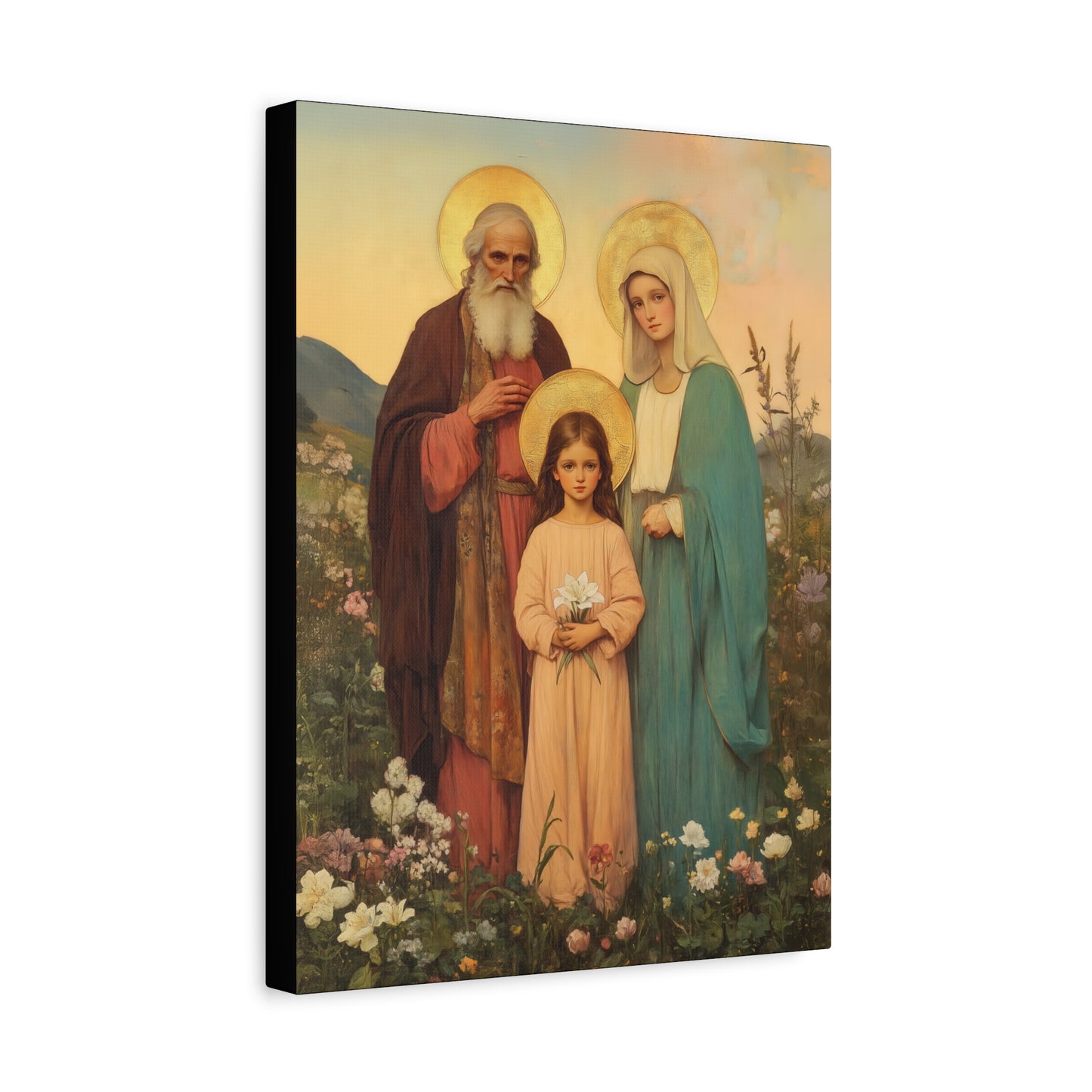 Saints Joachim and Anne with Young Mary - Gallery Wrapped Canvas - Print - Religious Art for your Home - Catholic Art