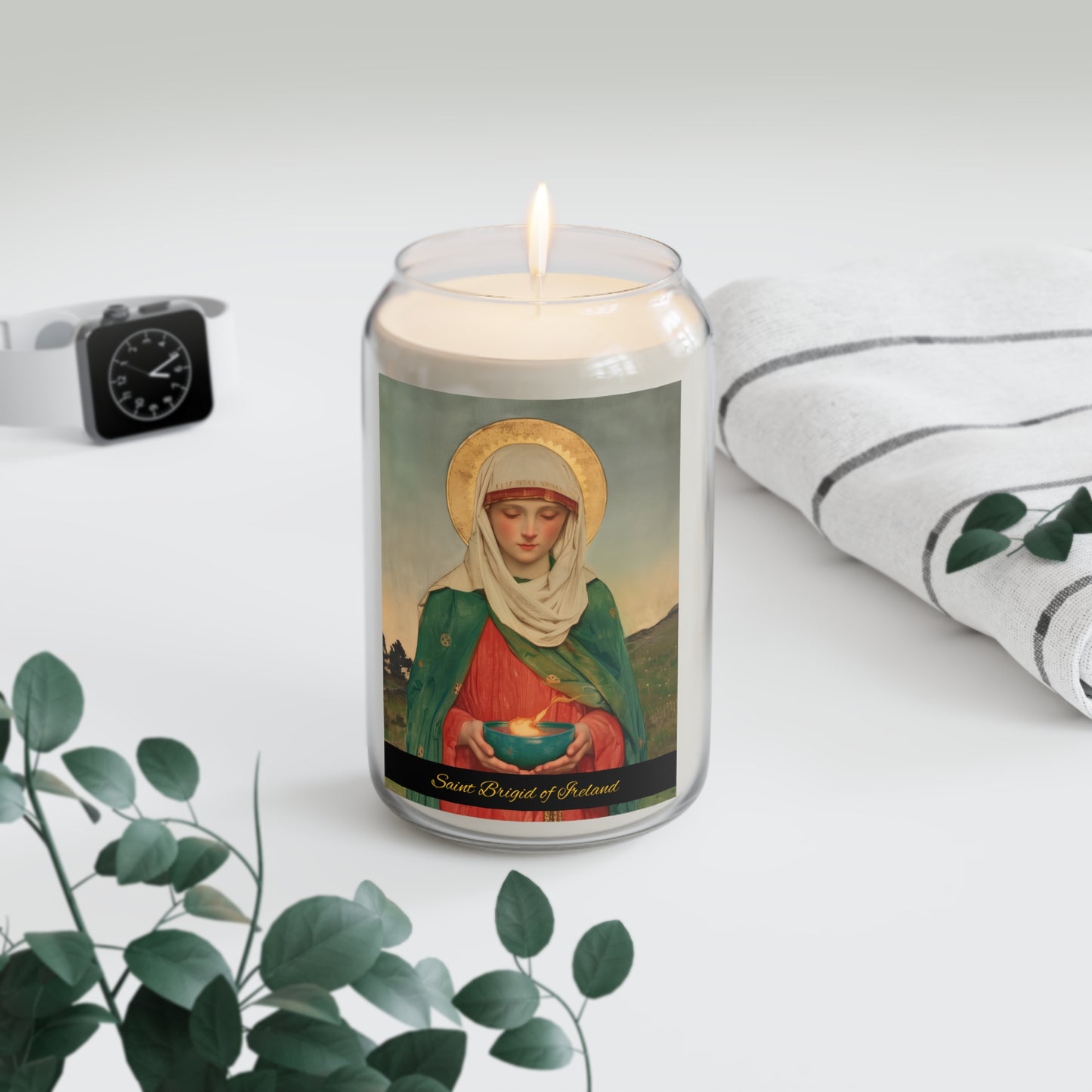 Saint Brigid of Ireland / Kildare - Scented Prayer Candle, 13.75oz -  Candle - Catholic Art - prayer room Scented Candle - Religious Saint