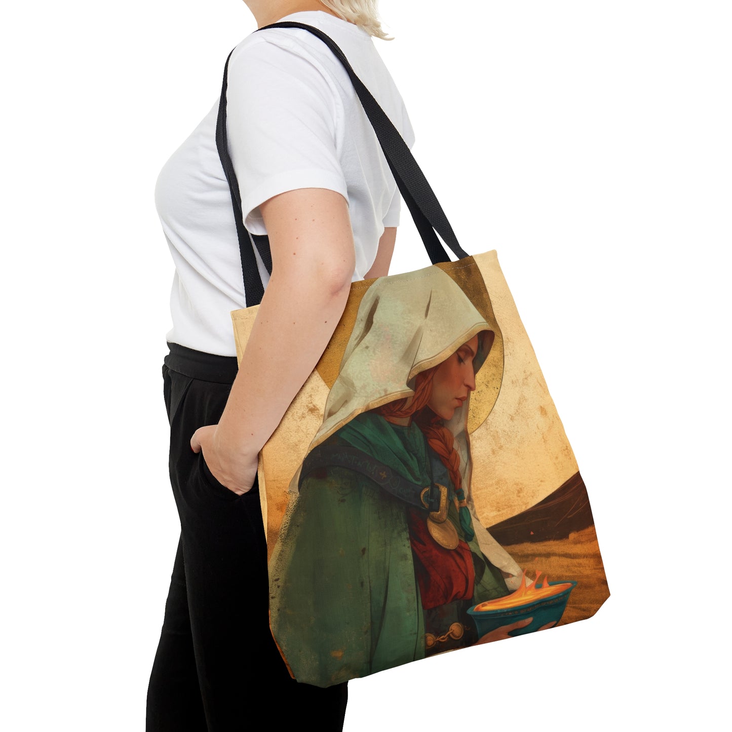 Saint Brigid of Ireland / Kildare Tote Bag - Large Medium Small Faith Art Bag - Catholic Faith Purse - Religious - Prayer Bag - Devotional