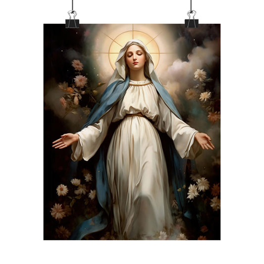Ethereal Beauty - The Immaculate Mother - Sanctified Souls Print - Multiple Sizes - Premium Matte Vertical Posters - Immaculate Mary