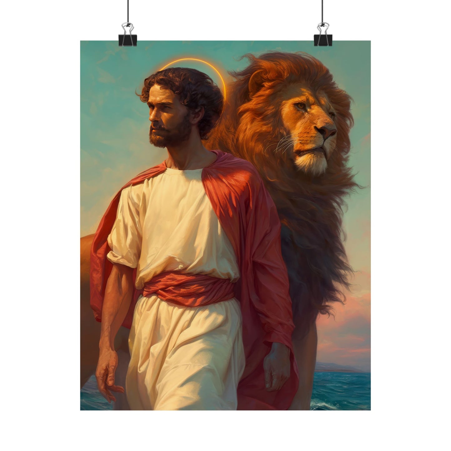 Saint Mark the Evangelist  Poster Print - Sanctified Souls Print - Multiple Sizes - Premium Posters - Catholic Art for your home